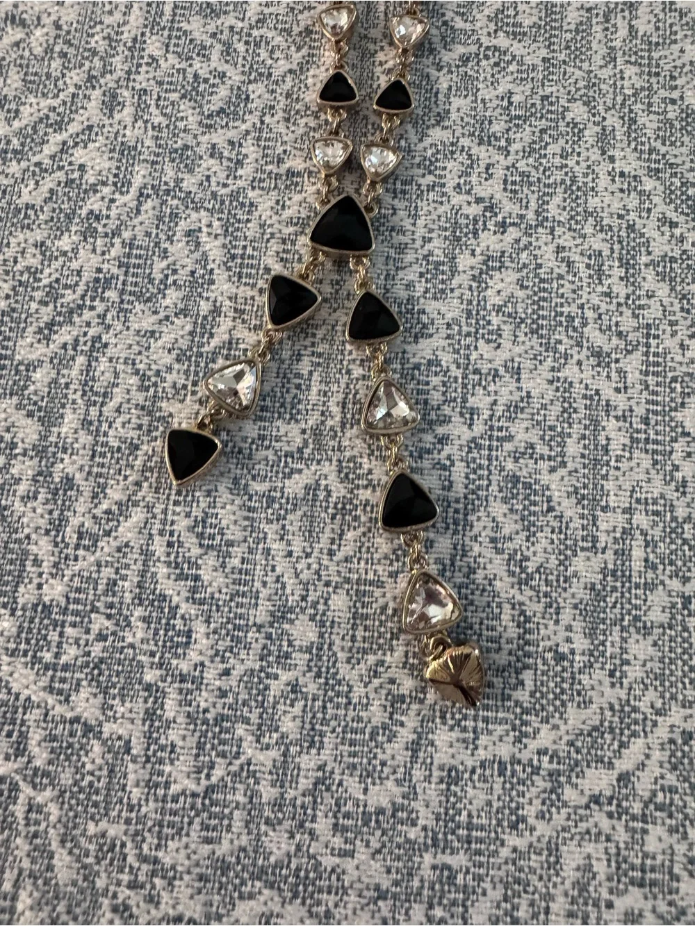 Elegant Black Triangle Lariat Necklace Bracelet Earrings Set